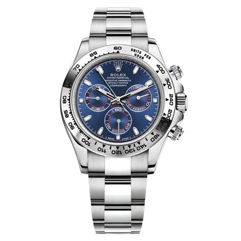 rolex daytona white gold blue dial discontinued